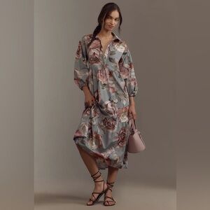 Loverly Grey x Anthropologie The Bettina Shirt Dress by Maeve Floral Pattern